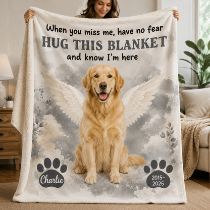 Custom Photo I'm Here Dog Memorial Blanket | Personalized Dog Lovers Gifts | Gift For Dog Lovers TOM99