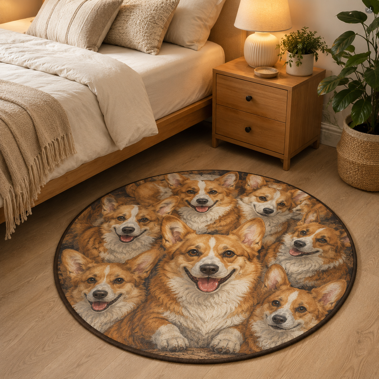 Custom Photo Dog Art Round Carpet | Photo Pet Round Rug | Gift For Dog Lovers