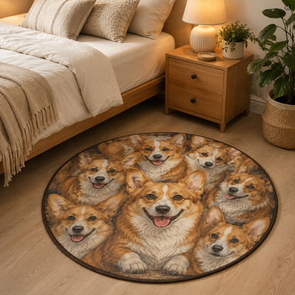 Custom Photo Dog Art Round Carpet | Photo Pet Round Rug | Gift For Dog Lovers