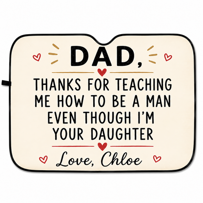 Personalized Thanks Dad Car Windshield Sun Shade, Custom Car Sun Shade for Dad, Gift For Dad TOM99