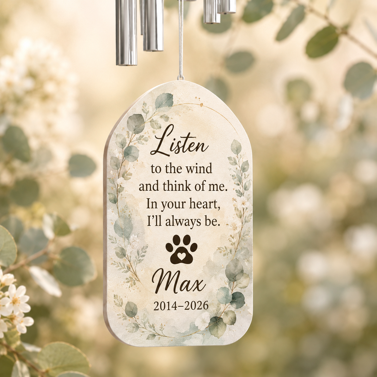 Custom Photo Dog Memory Listen To The Wind Chime | Personalized Dog Lovers Gifts | Gift For Dog Lovers TOM99