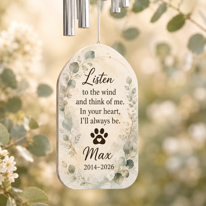 Custom Photo Dog Memory Listen To The Wind Chime | Personalized Dog Lovers Gifts | Gift For Dog Lovers TOM99