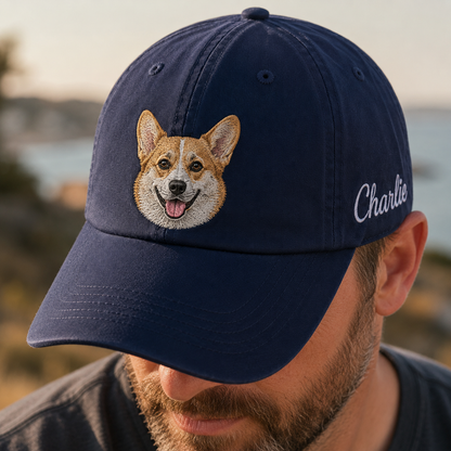 Custom Dog Face Embroidered Hat, Personalized Dog Name Cap, Pet Lover Gift THUC99