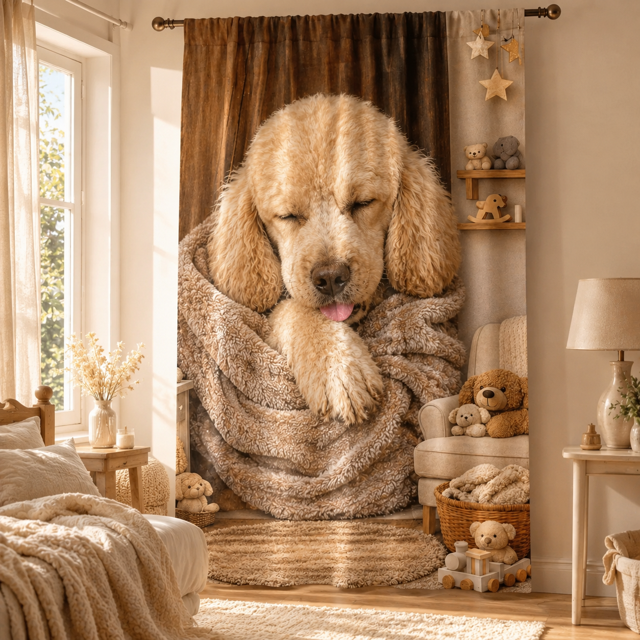 Custom Photo Dog Sleeping Window Curtain | Gift For Dog Lover
