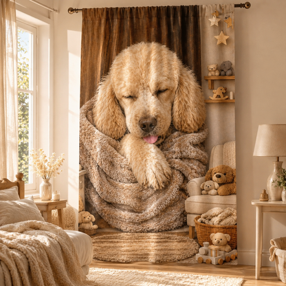 Custom Photo Dog Sleeping Window Curtain | Gift For Dog Lover