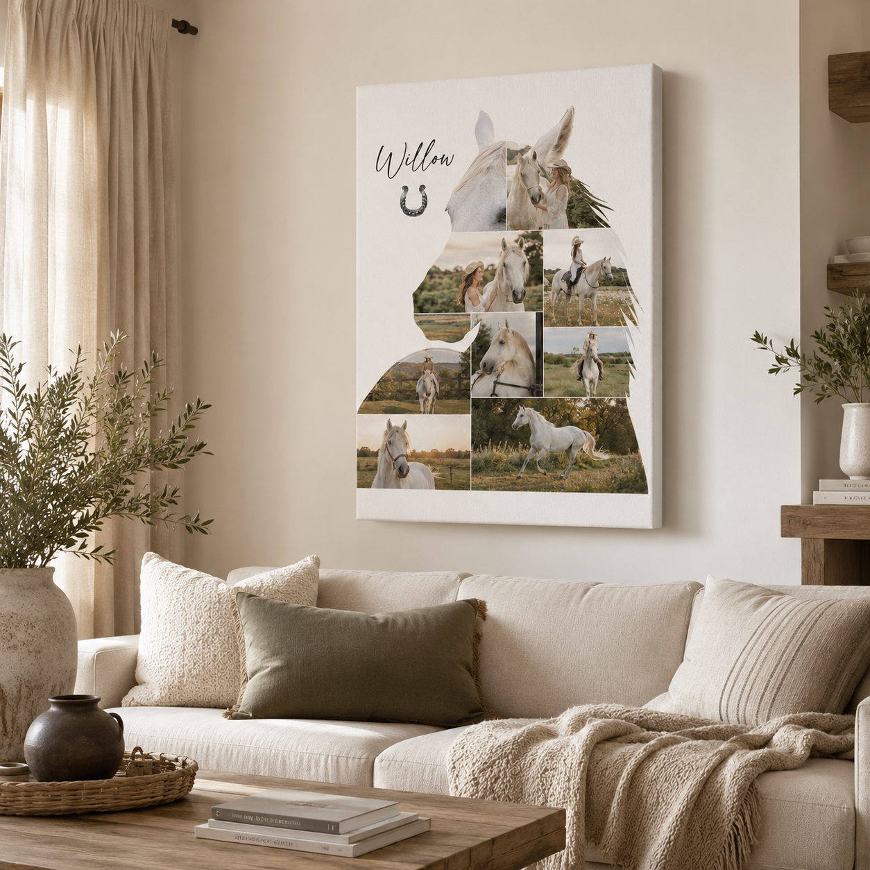 Custom Photo Horse Memories Wall Art Canvas | Personalized Horse Photo Canvas | Gift For Horse Lovers TOM99