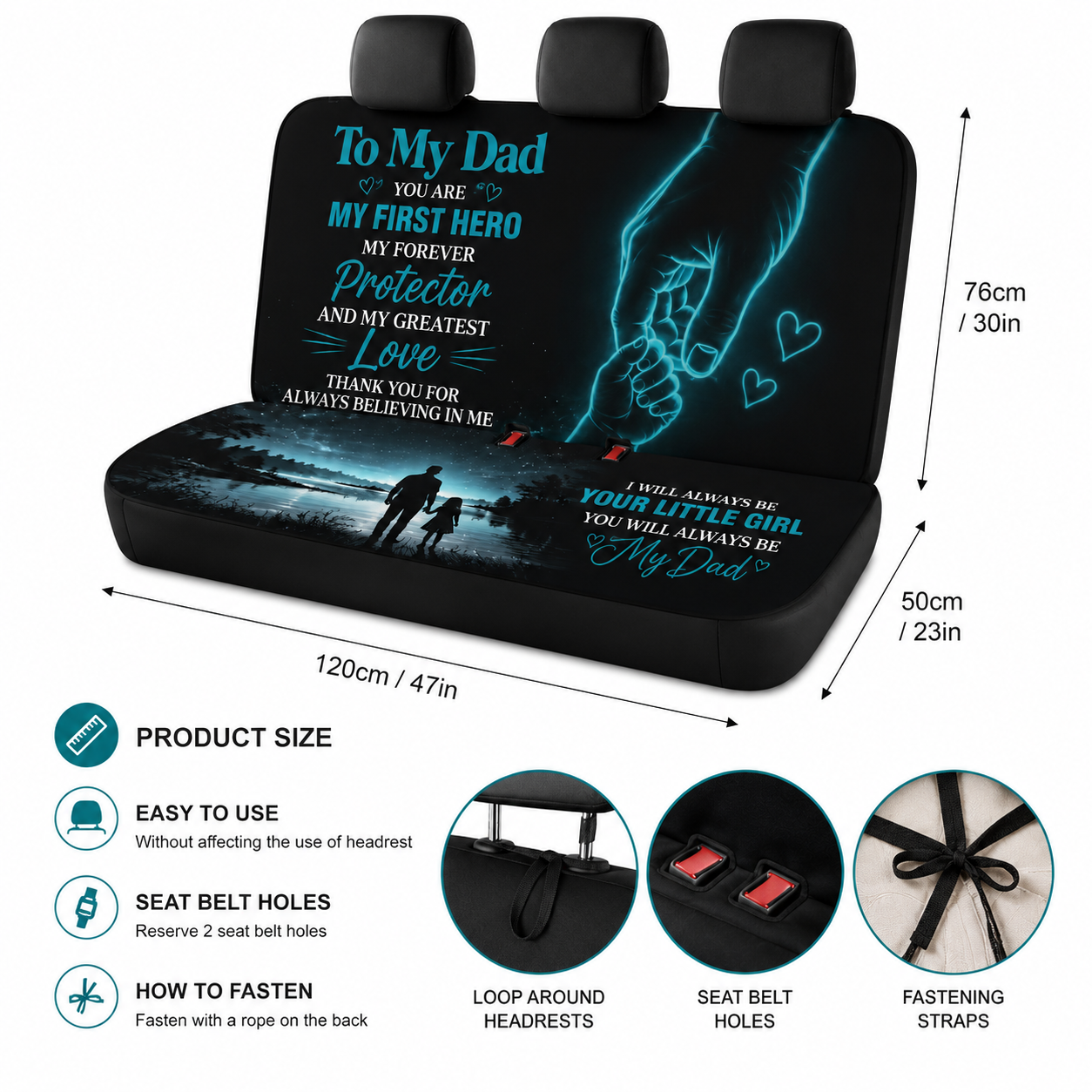 Personalized To My Dad Car Rear Seat Cover, Custom Back Seat Protector For Dad, Gift For Dad TOM99