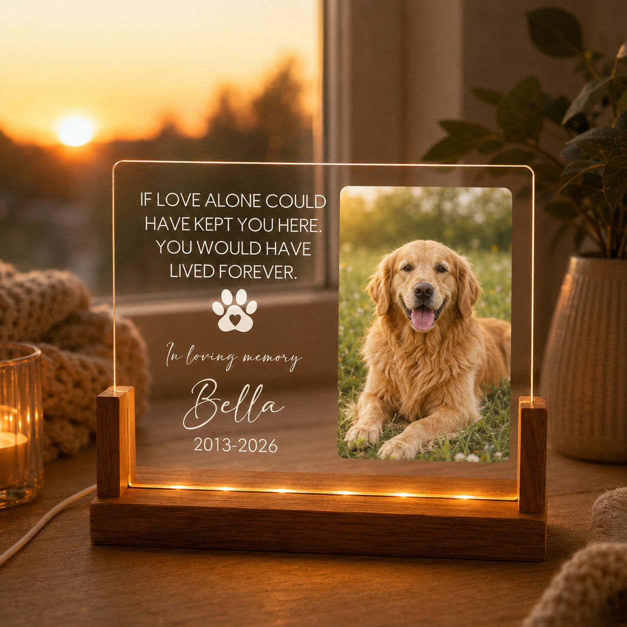 Custom Photo Dog In Loving Memories Wooden LED Light | Personalized Dog Photo LED Night Light | Pet Loss Sympathy Gift TOM99