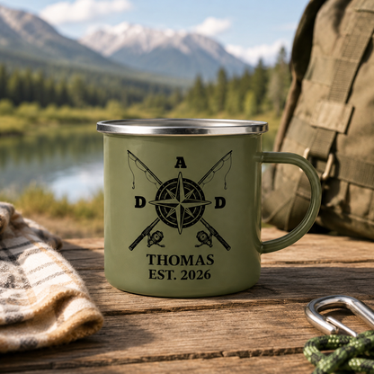 Personalized Dad Camp Mug 12oz, Custom Dad Enamel Cup, Gift For Dad TOM99