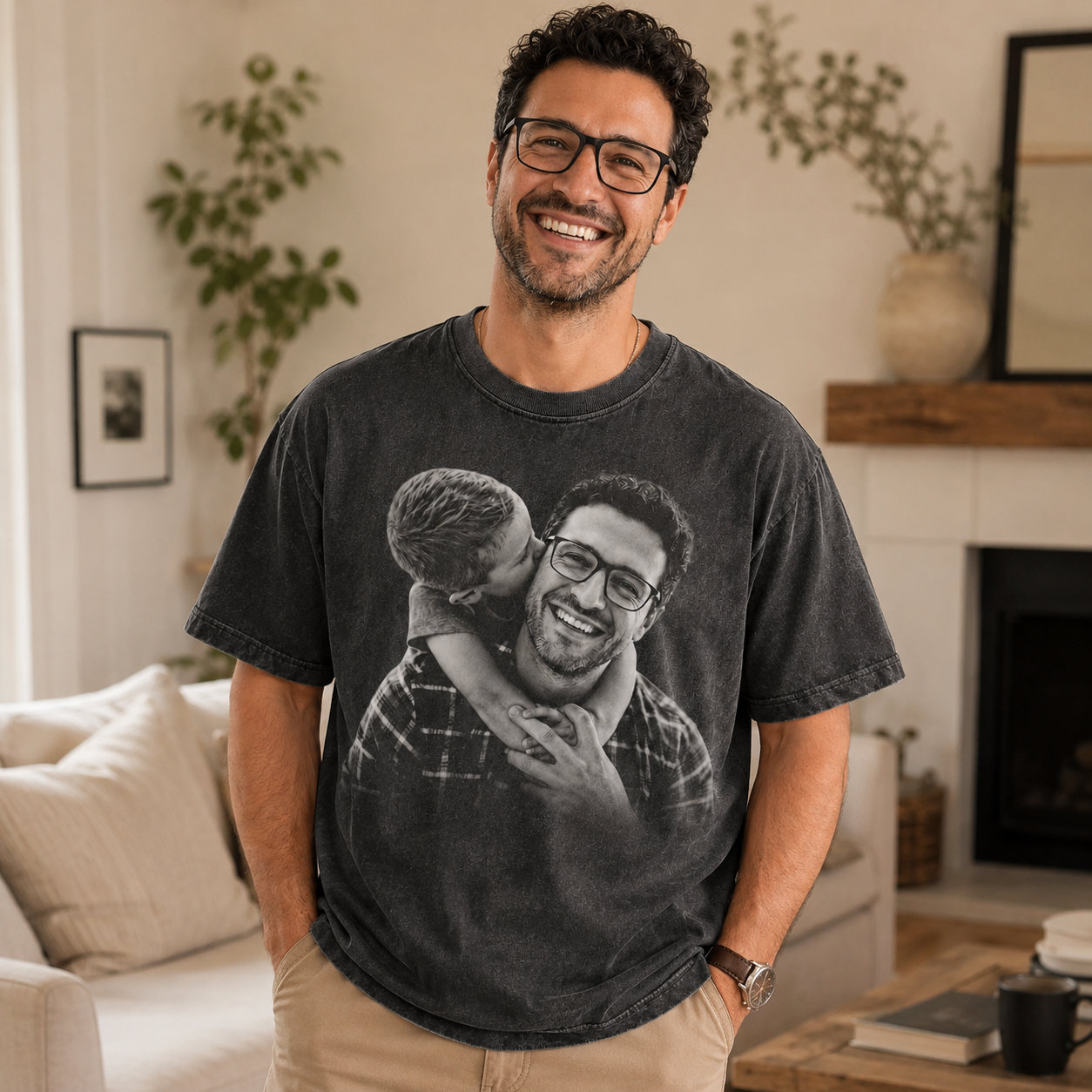 Custom Photo Dad I Love You Wash T-Shirt, Personalized Dad Gifts | Gift For Dad TOM99