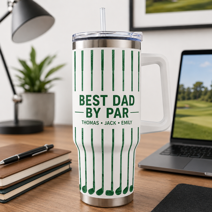 Custom Best Dad By Par 40oz Tumbler, Personalized Dad Tumbler, Father’s Day Gift TOM99