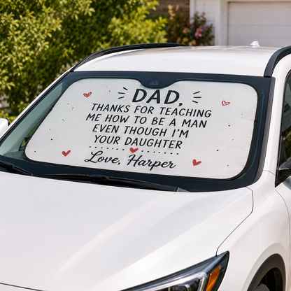 Personalized Thanks Dad Car Windshield Sun Shade, Custom Car Sun Shade for Dad, Gift For Dad TOM99
