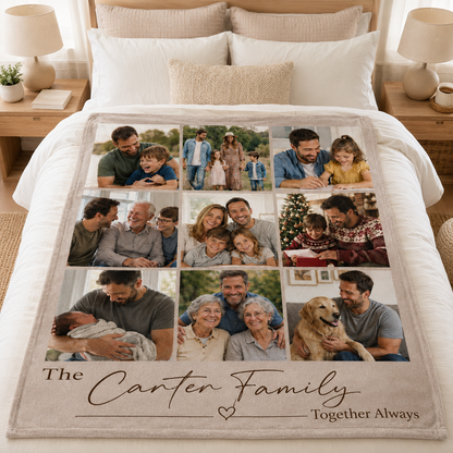 Custom Photo Dad Family Blanket, Personalized Dad Gifts | Gift For Dad TOM99
