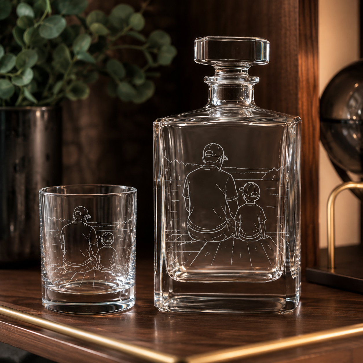 Custom Photo Gift For Dad Whiskey Decanter Set | Personalized Gift For Dad | Father's Day Gifts