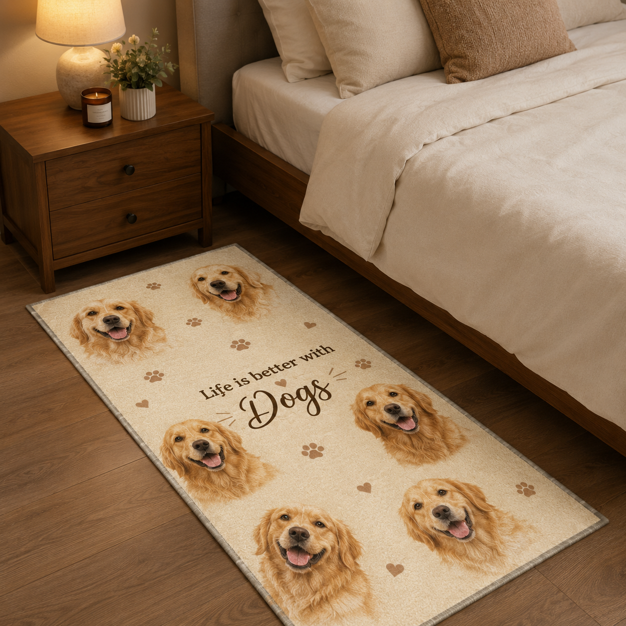 Custom Photo Life Is Better With Dogs Runner Rug | Pet Hallway Runner Carpet | Gift For Dog Lovers