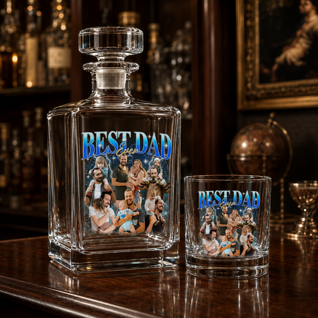 Custom Photo Dad Bootleg Whiskey Decanter Set | Personalized Gift For Dad | Father's Day Gifts