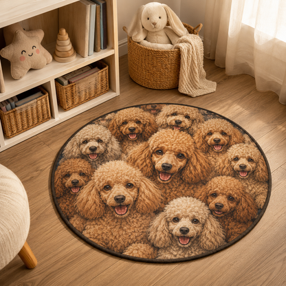 Custom Photo Dog Art Round Carpet | Photo Pet Round Rug | Gift For Dog Lovers