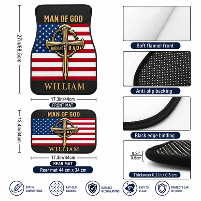 Personalized Dad God Flannel Car Floor Mats, Custom Dad Floor Mats, Gift For Dad TOM99
