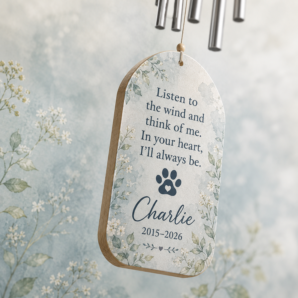 Custom Photo Dog Memory Listen To The Wind Chime | Personalized Dog Lovers Gifts | Gift For Dog Lovers TOM99