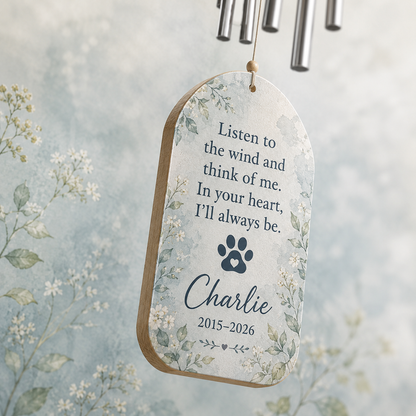 Custom Photo Dog Memory Listen To The Wind Chime | Personalized Dog Lovers Gifts | Gift For Dog Lovers TOM99