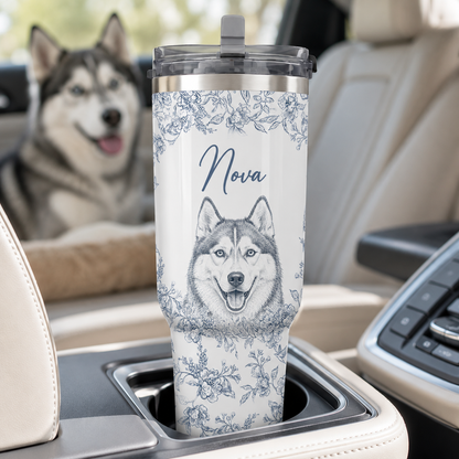Custom Photo Flower Dog 30oz Tumbler | Gift For Dog Lovers | Pet Lover Gifts TOM99