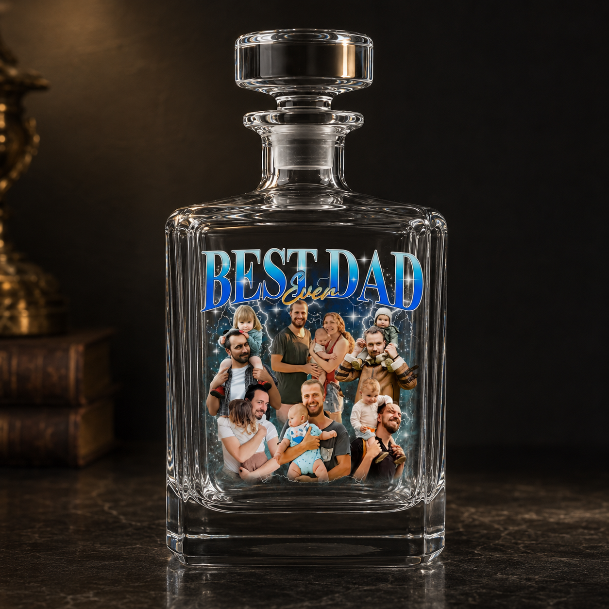 Custom Photo Dad Bootleg Whiskey Decanter Set | Personalized Gift For Dad | Father's Day Gifts