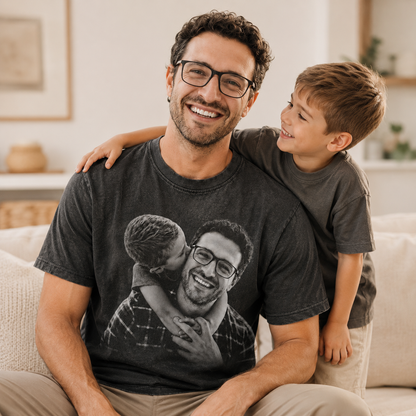 Custom Photo Dad I Love You Wash T-Shirt, Personalized Dad Gifts | Gift For Dad TOM99