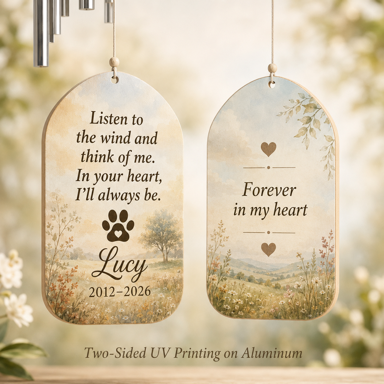 Custom Photo Dog Memory Listen To The Wind Chime | Personalized Dog Lovers Gifts | Gift For Dog Lovers TOM99