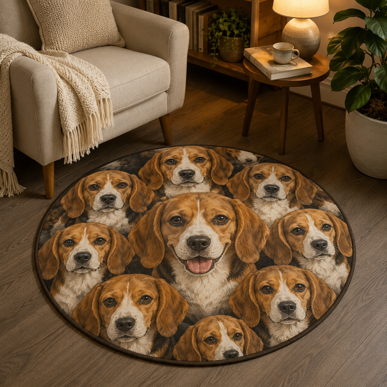 Custom Photo Dog Art Round Carpet | Photo Pet Round Rug | Gift For Dog Lovers