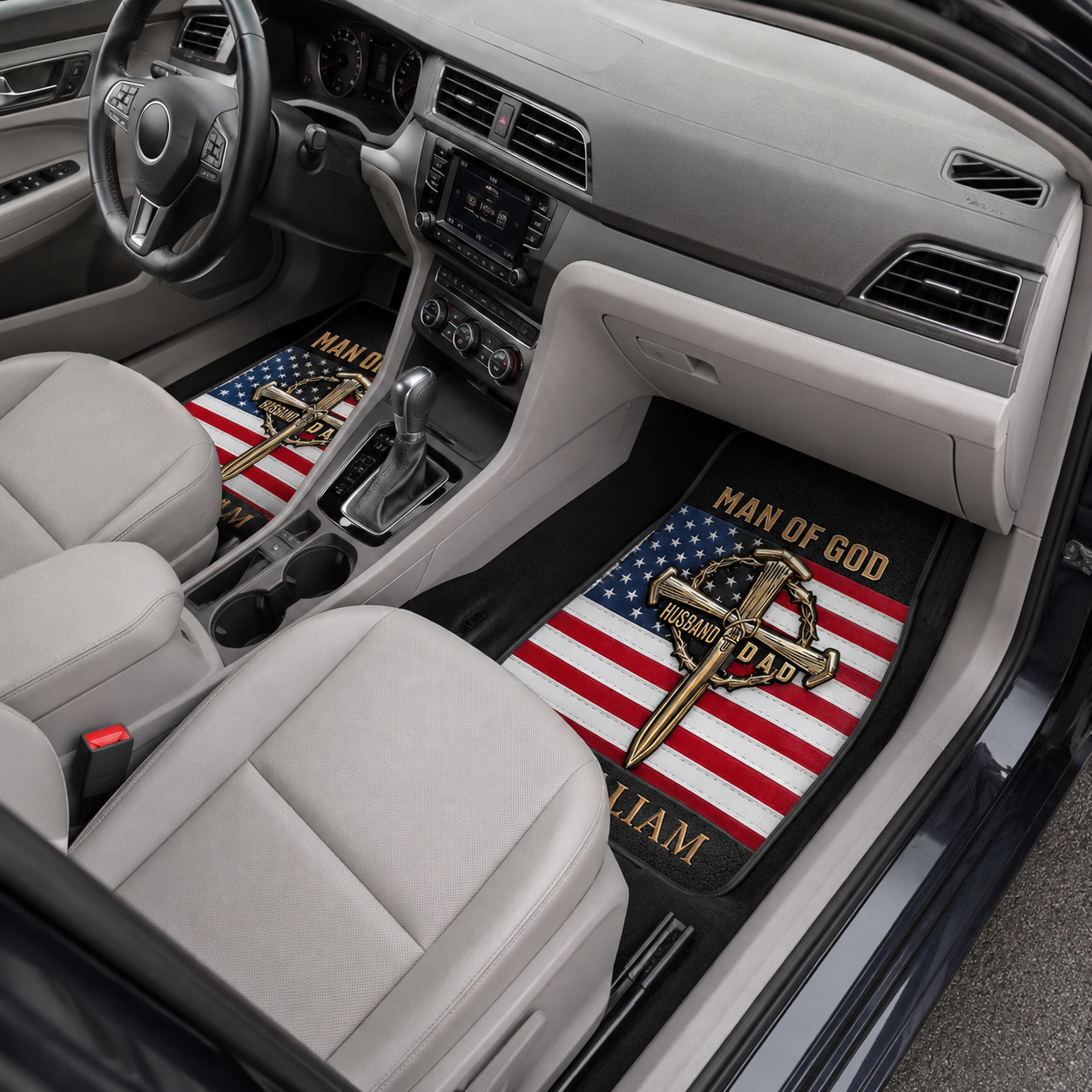 Personalized Dad God Flannel Car Floor Mats, Custom Dad Floor Mats, Gift For Dad TOM99