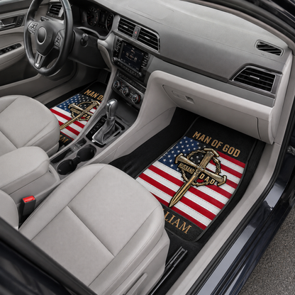 Personalized Dad God Flannel Car Floor Mats, Custom Dad Floor Mats, Gift For Dad TOM99