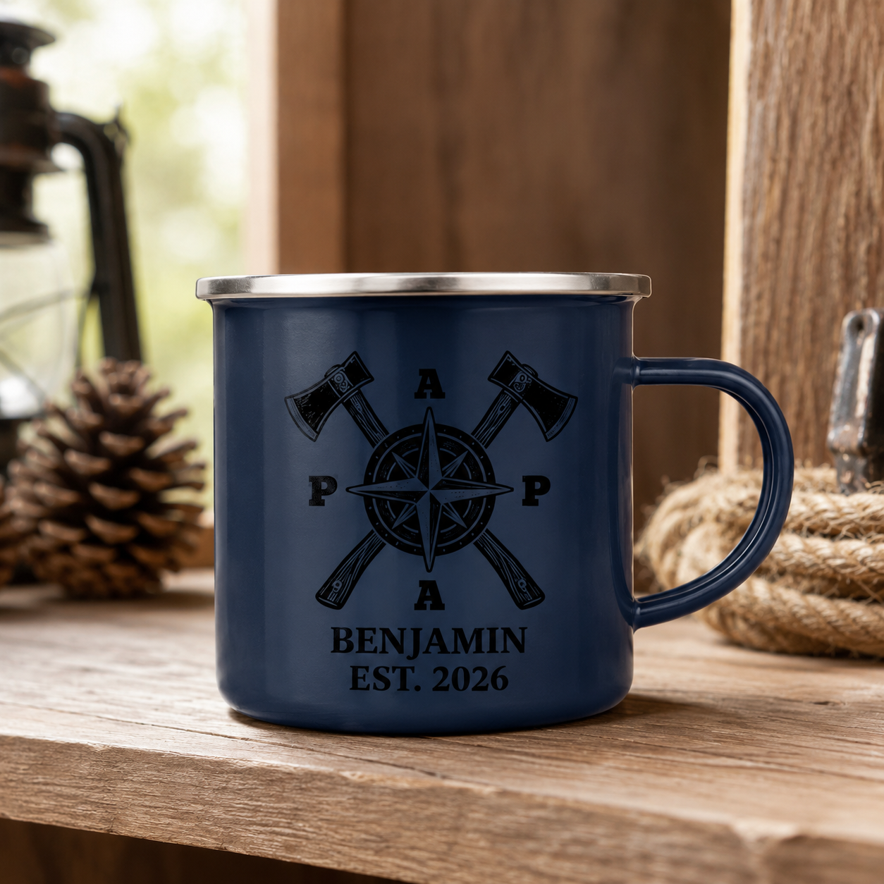 Personalized Dad Camp Mug 12oz, Custom Dad Enamel Cup, Gift For Dad TOM99