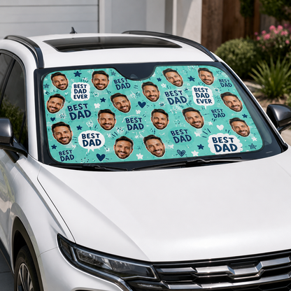 Personalized Best Dad Car Windshield Sun Shade, Custom Car Sun Shade for Dad, Gift For Dad TOM99
