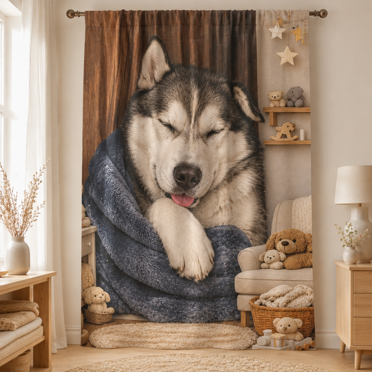 Custom Photo Dog Sleeping Window Curtain | Gift For Dog Lover