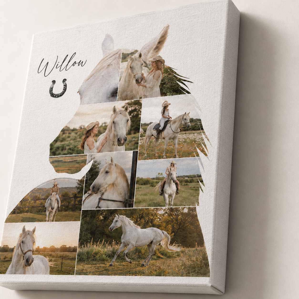 Custom Photo Horse Memories Wall Art Canvas | Personalized Horse Photo Canvas | Gift For Horse Lovers TOM99