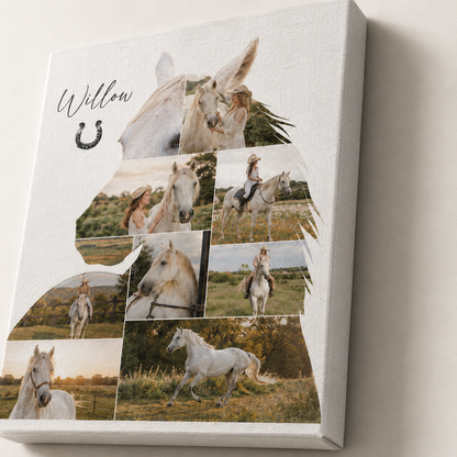 Custom Photo Horse Memories Wall Art Canvas | Personalized Horse Photo Canvas | Gift For Horse Lovers TOM99