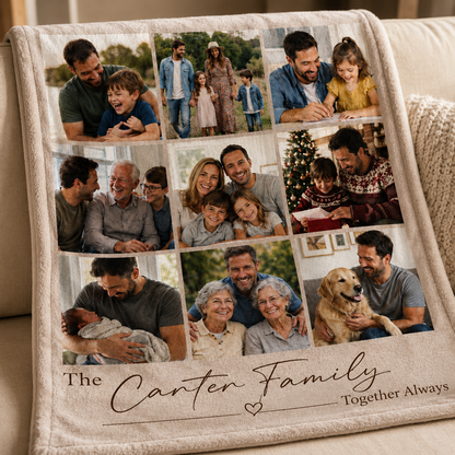 Custom Photo Dad Family Blanket, Personalized Dad Gifts | Gift For Dad TOM99