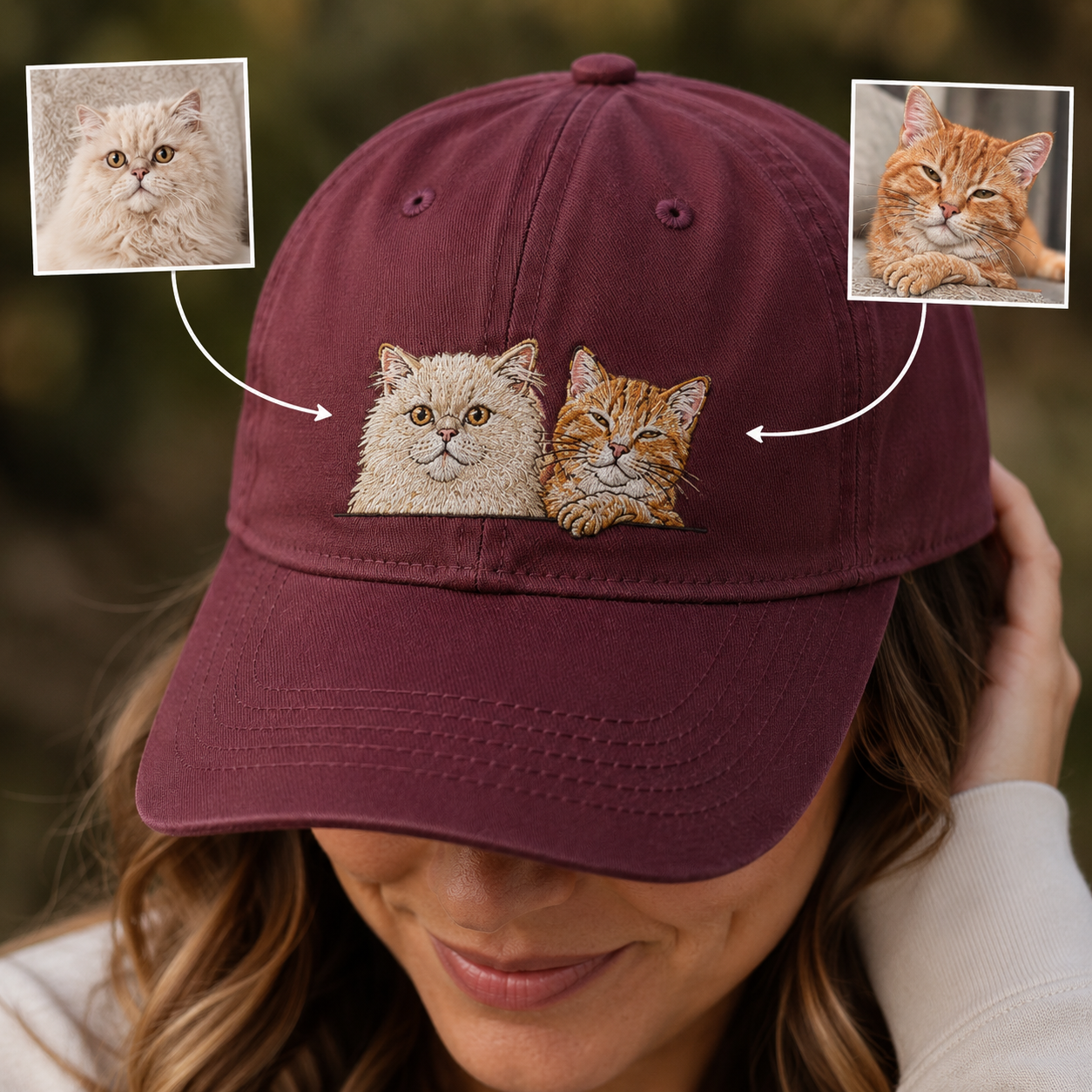 Custom Photo Cat Embroidered Hat | Gift For Cat Lovers Pa99