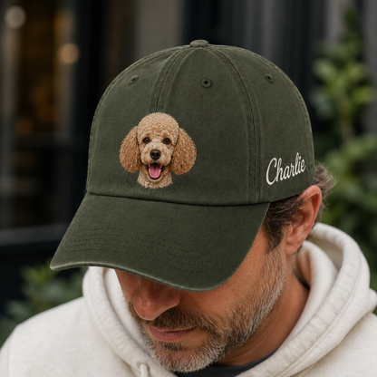 Custom Dog Face Embroidered Hat, Personalized Dog Name Cap, Pet Lover Gift THUC99