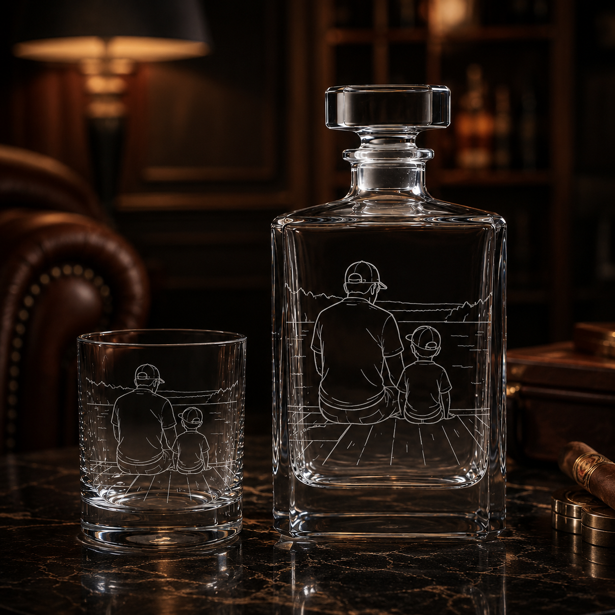 Custom Photo Gift For Dad Whiskey Decanter Set | Personalized Gift For Dad | Father's Day Gifts