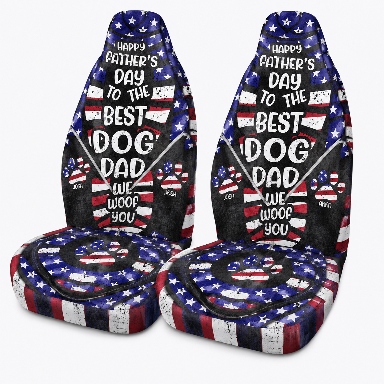 Personalized Best Dog Dad Portrait Car Seat Cover, Custom Dad Seat Protector, Gift For Dad TOM99