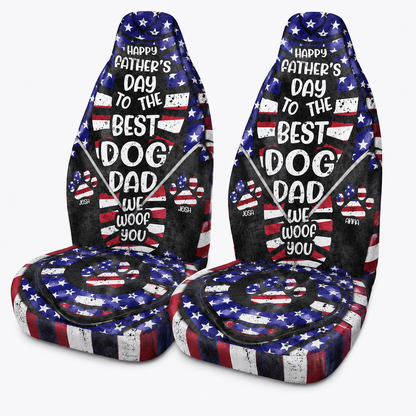 Personalized Best Dog Dad Portrait Car Seat Cover, Custom Dad Seat Protector, Gift For Dad TOM99
