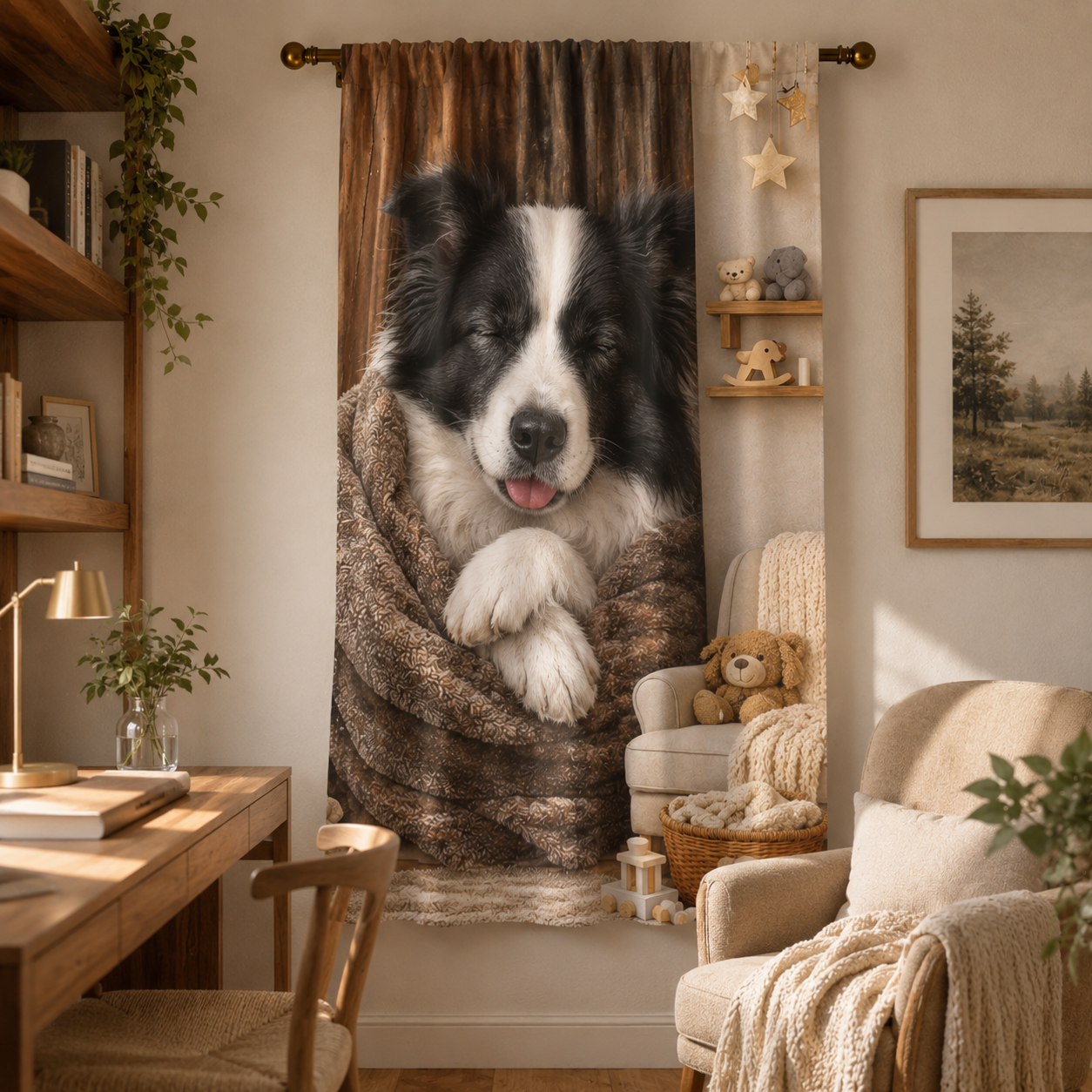 Custom Photo Dog Sleeping Window Curtain | Gift For Dog Lover