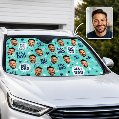 Personalized Best Dad Car Windshield Sun Shade, Custom Car Sun Shade for Dad, Gift For Dad TOM99