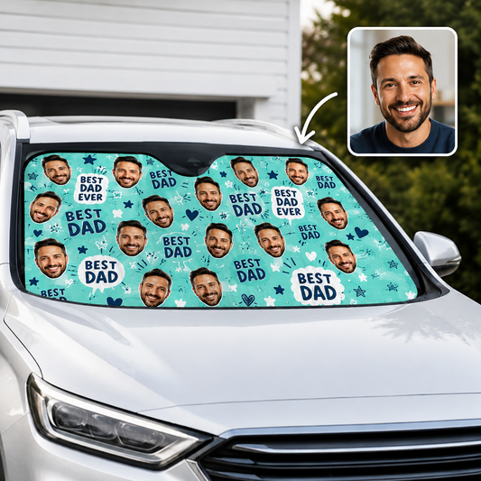 Personalized Best Dad Car Windshield Sun Shade, Custom Car Sun Shade for Dad, Gift For Dad TOM99