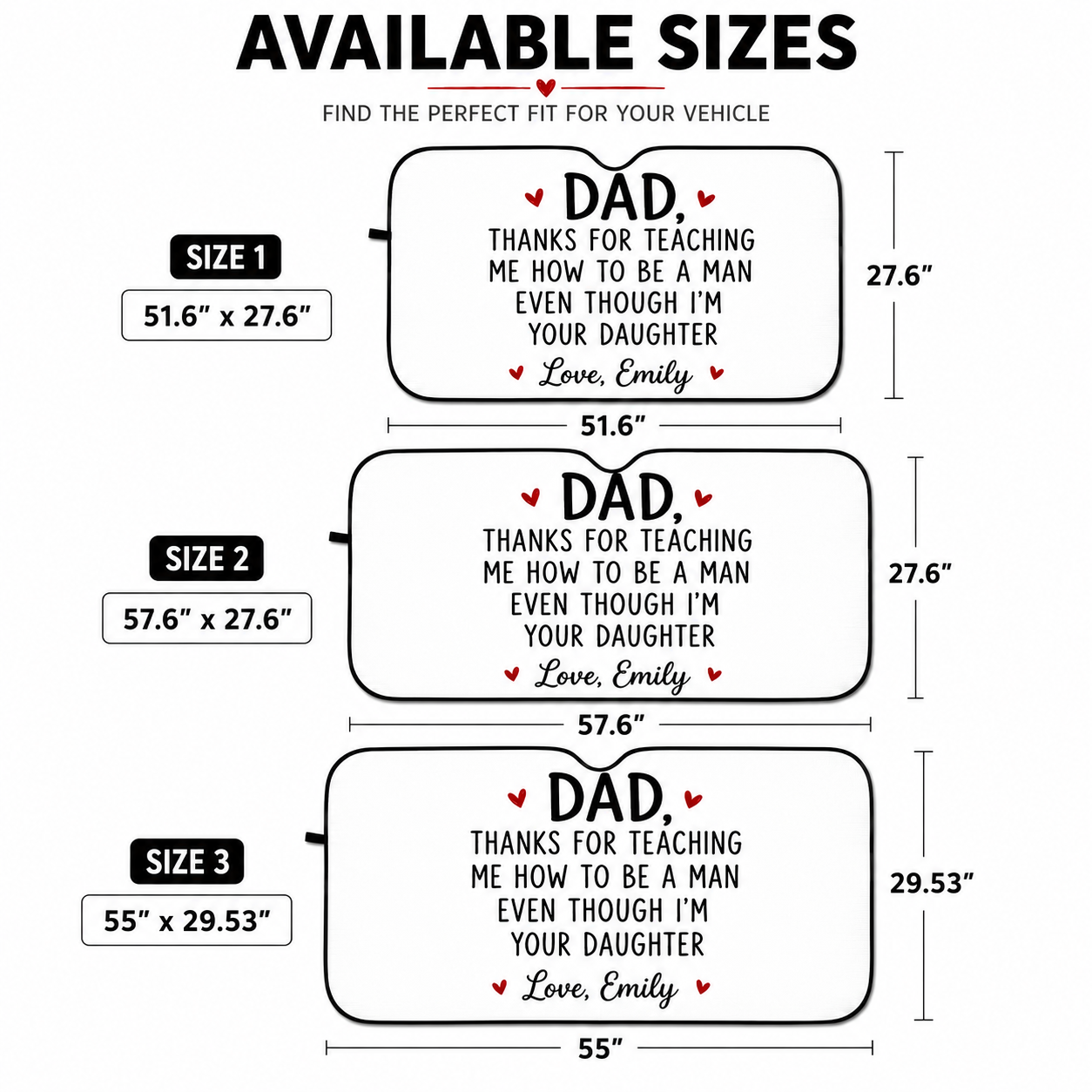 Personalized Thanks Dad Car Windshield Sun Shade, Custom Car Sun Shade for Dad, Gift For Dad TOM99