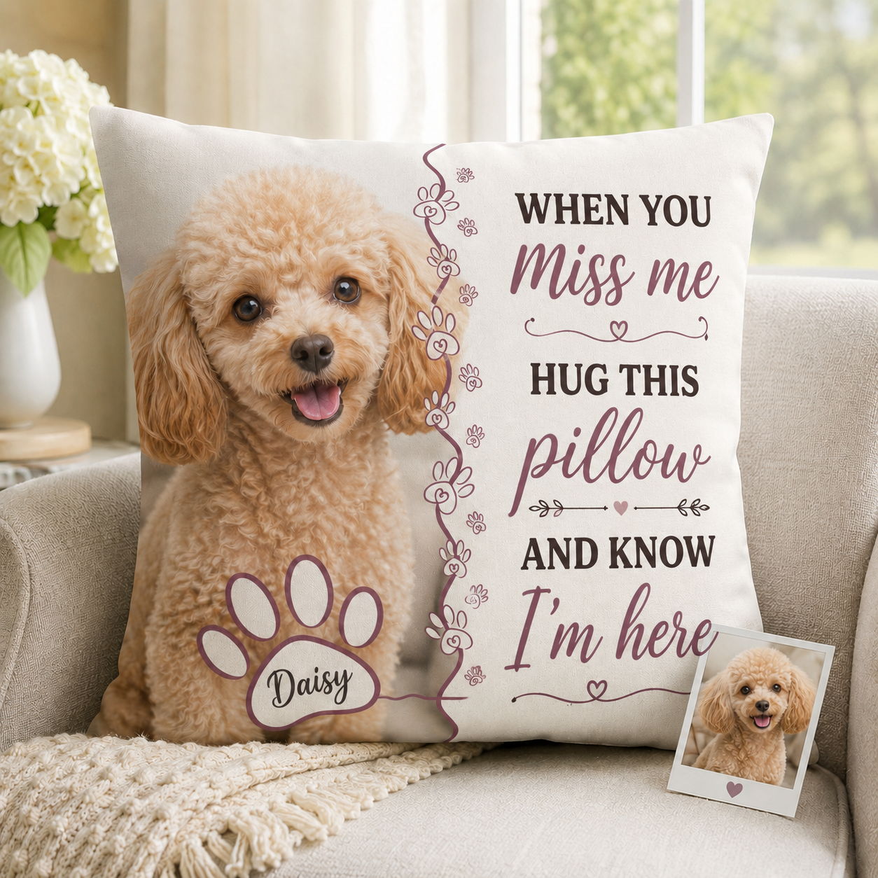 Custom Photo Dog Pillow | Gift For Dog Lovers | Personalized Dog Decor TOM99