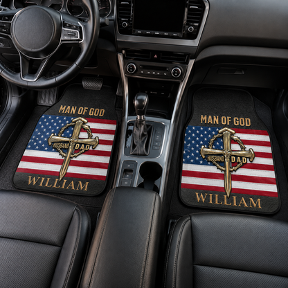 Personalized Dad God Flannel Car Floor Mats, Custom Dad Floor Mats, Gift For Dad TOM99