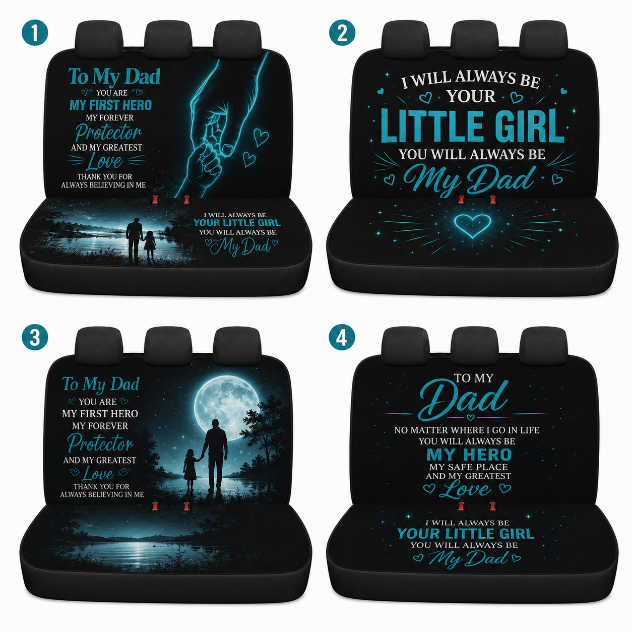 Personalized To My Dad Car Rear Seat Cover, Custom Back Seat Protector For Dad, Gift For Dad TOM99
