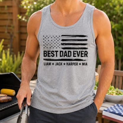 Custom Best Dad US Tank Top, Personalized Dad Gifts | Gift For Dad, Grandpa TOM99